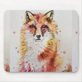 Cute Red Fox Waterverf Schildermuis Mat Paars Muismat