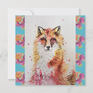 Cute Red Fox Waterverf Woodland Animal Art