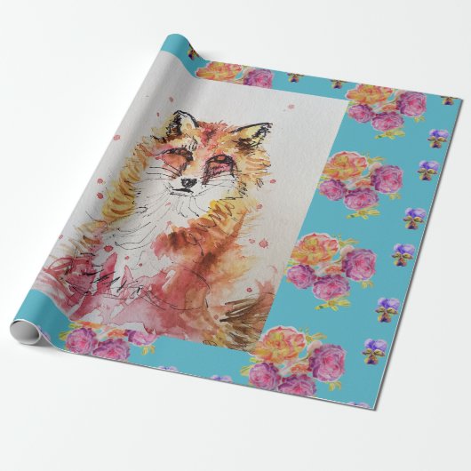 Cute Red Fox Waterverf Woodland Animal Art Cadeaupapier (Uitgerold)