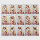 Cute Red Fox Waterverf Woodland Animal Art Cadeaupapier (Vlak)