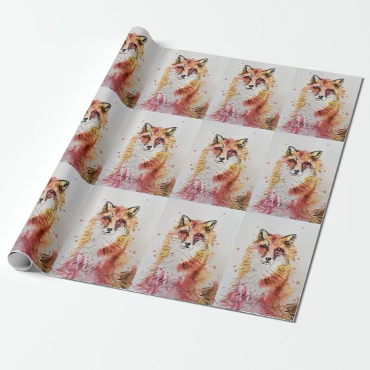 Cute Red Fox Waterverf Woodland Animal Art Cadeaupapier (Uitgerold)