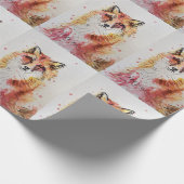 Cute Red Fox Waterverf Woodland Animal Art Cadeaupapier (Hoek)