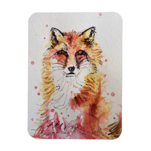Cute Red Fox Waterverf Woodland Animal Art Magneet