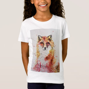 Cute Red Fox Whimsical Waterverf Girls T Shirt