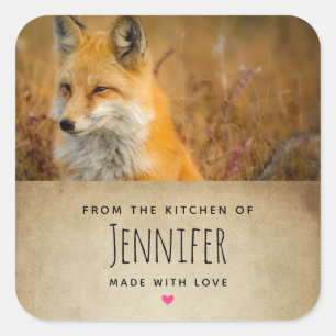 Cute Red Fox Wild Natuur Fotografie Keuken Vierkante Sticker
