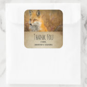 Cute Red Fox wilde Natuur Fotografie Dank u Vierkante Sticker (Tas)
