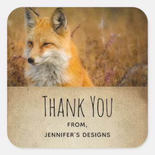 Cute Red Fox wilde Natuur Fotografie Dank u Vierkante Sticker