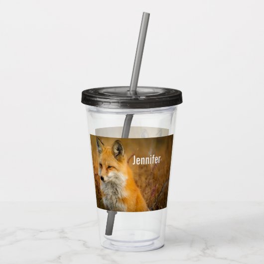 Cute Red Fox Wilderness Natuur Acryl Drinkbeker (Achterkant)