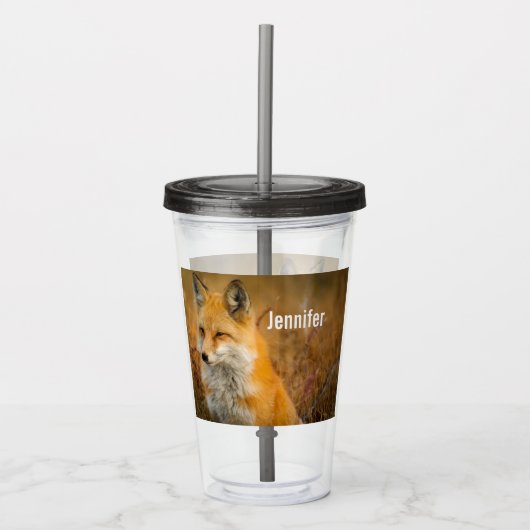 Cute Red Fox Wilderness Natuur Acryl Drinkbeker (Voorkant)