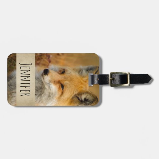 Cute Red Fox Wilderness Natuur Bagagelabel (Voorkant horizontaal)