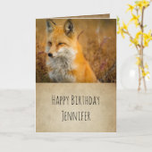 Cute Red Fox Wilderness Natuur Birthday Kaart (Gele Bloem)