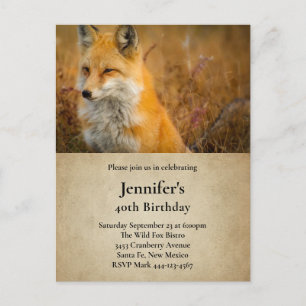Cute Red Fox Wilderness Natuur Birthday Uitnodiging Briefkaart