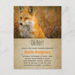 Cute Red Fox Wilderness Natuur Foto Baby shower Uitnodiging Briefkaart