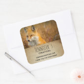Cute Red Fox Wilderness Natuur Foto Business Vierkante Sticker (Envelop)