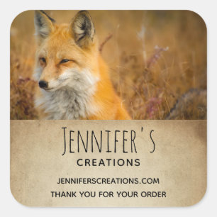 Cute Red Fox Wilderness Natuur Foto Business Vierkante Sticker