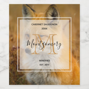 Cute Red Fox Wilderness Natuur Foto Wine Making Wijn Etiket
