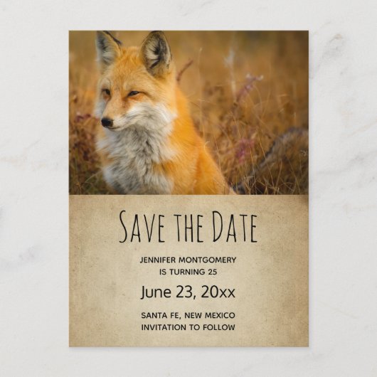 Cute Red Fox Wilderness Natuur Photo Save the Date Uitnodiging Briefkaart (Voorkant)