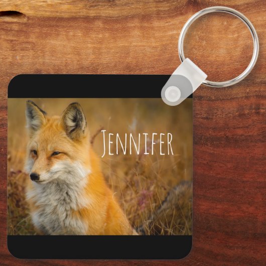 Cute Red Fox Wilderness Natuur Sleutelhanger (Achterkant)