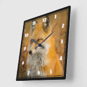 Cute Red Fox Wilderness Natuur Vierkante Klok (Hoek)