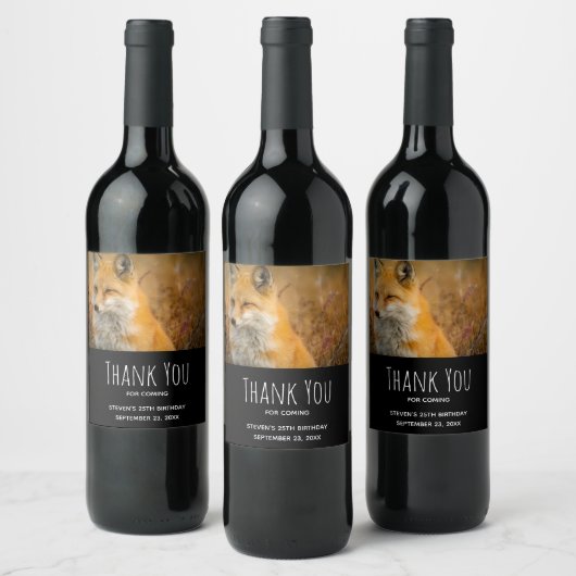 Cute Red Fox Wilderness Natuur Wijn Etiket (Flessen)