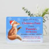Cute Red Fox Winter Kerstfeest Feestdagenkaart (Staand voorkant)