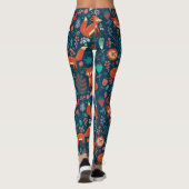 Cute Red Foxes and Flowers Pattern Leggings (Achterkant)