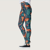 Cute Red Foxes and Flowers Pattern Leggings (Links)