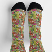 Cute Red Foxes Flower Garden Pattern jurk Sokken (Top)
