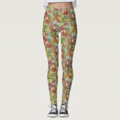 Cute Red Foxes flower Garden Pattern Leggings (Voorkant)