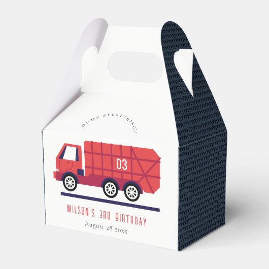 Cute Red Garbage Truck Kinder elke zondag Bedankdoosjes (Voorkant Zijde)