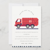 Cute Red Garbage Truck Kinder elke zondag Bedankkaart (Voorkant)