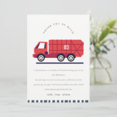 Cute Red Garbage Truck Kinder elke zondag Bedankkaart (Staand voorkant)