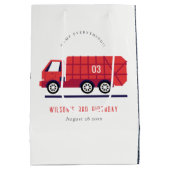 Cute Red Garbage Truck Kinder elke zondag Medium Cadeauzakje (Achterkant)