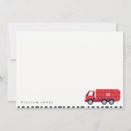 Cute Red Garbage Truck Kinder elke zondag Notitiekaartje