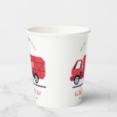 Cute Red Garbage Truck Kinder elke zondag Papieren Bekers (Links)