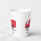 Cute Red Garbage Truck Kinder elke zondag Papieren Bekers (Rechts)