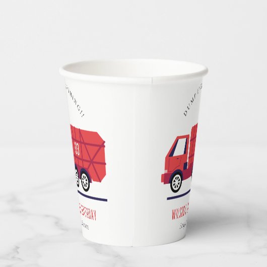 Cute Red Garbage Truck Kinder elke zondag Papieren Bekers (Rechts)