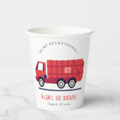 Cute Red Garbage Truck Kinder elke zondag Papieren Bekers (Voorkant)