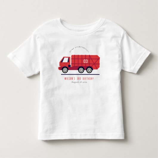 Cute Red Garbage Truck Kinder elke zondag Shirts (Voorkant)