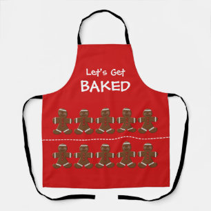 Cute Red Gingerbrood Man, kerstmis, laten we gaan Schort
