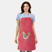 Cute Red Gingham Chicken Schort (Gedragen)