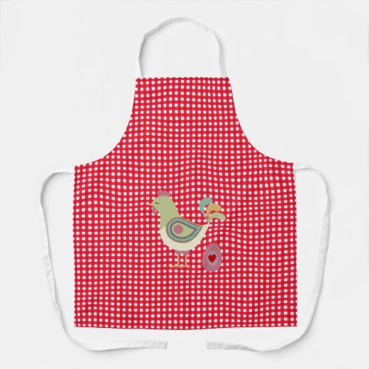 Cute Red Gingham Chicken Schort (Voorkant)