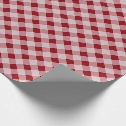 Cute red gingham-patroon kerstinpakpapier cadeaupapier (Hoek)