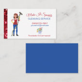 Cute Red Glitter Cartoon Maid Cleaning Services Visitekaartje (Voorkant / Achterkant)