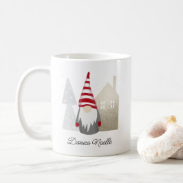Cute Red Gnome and Village House | Naam Kerstmis Koffiemok