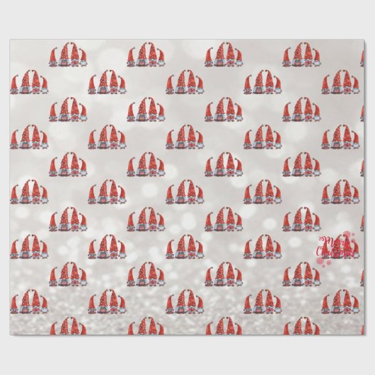 Cute Red Gnomes Bokeh Cadeaupapier (Vlak)