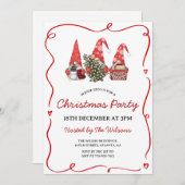 Cute Red Gnomes Christmas Party Kaart (Voorkant / Achterkant)