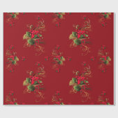 Cute Red/Gold-kerstavond Cadeaupapier (Vlak)