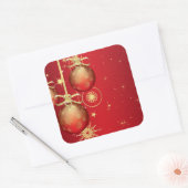 Cute Red Gold Ornament-kerstpatroon Vierkante Sticker (Envelop)
