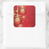 Cute Red Gold Ornament-kerstpatroon Vierkante Sticker (Tas)
